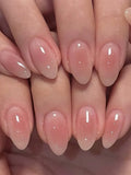 Aurellia | Short Almond-Shaped Pink Gradient Press-On Nails