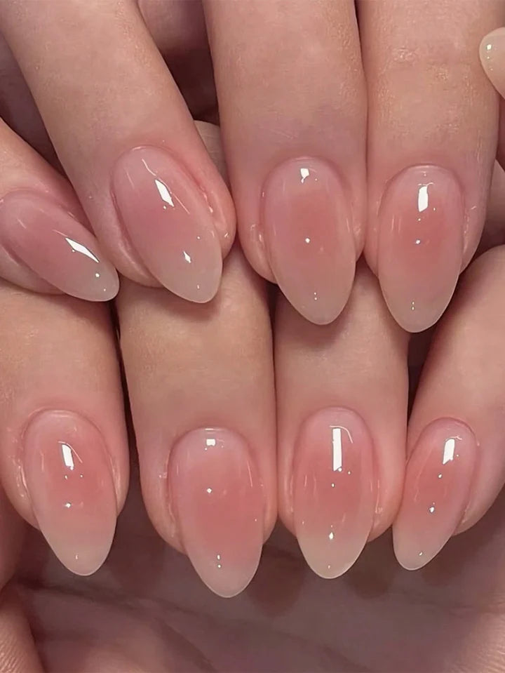 Aurellia | Short Almond-Shaped Pink Gradient Press-On Nails