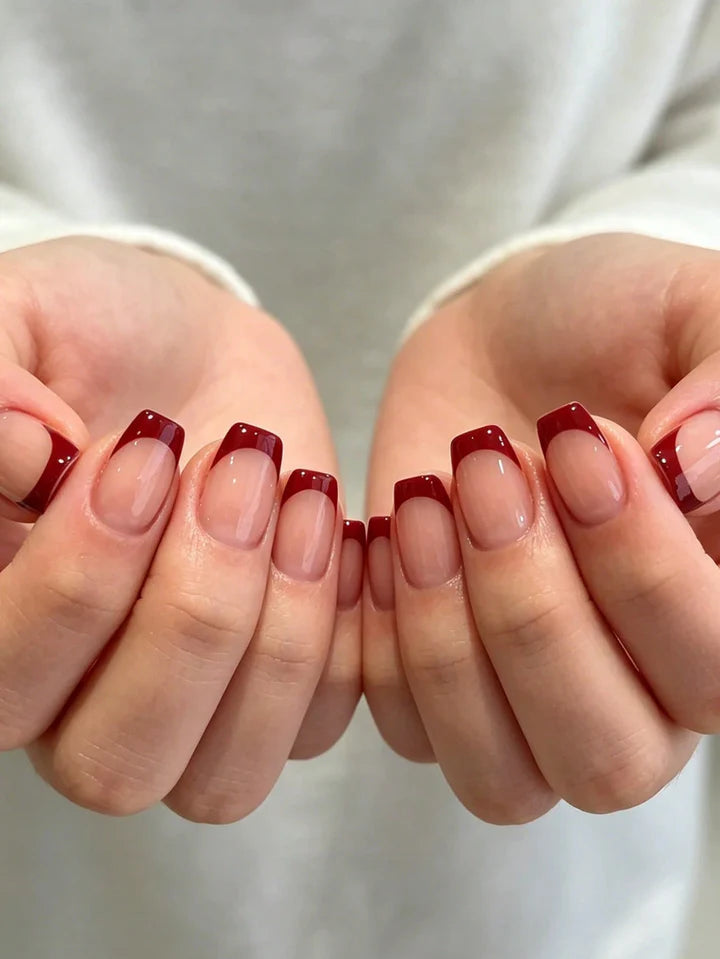 Aurellia | Short Square French Nude Pink Glossy Press-On Nails