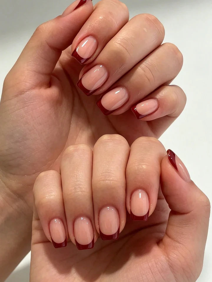 Aurellia | Short Square French Nude Pink Glossy Press-On Nails