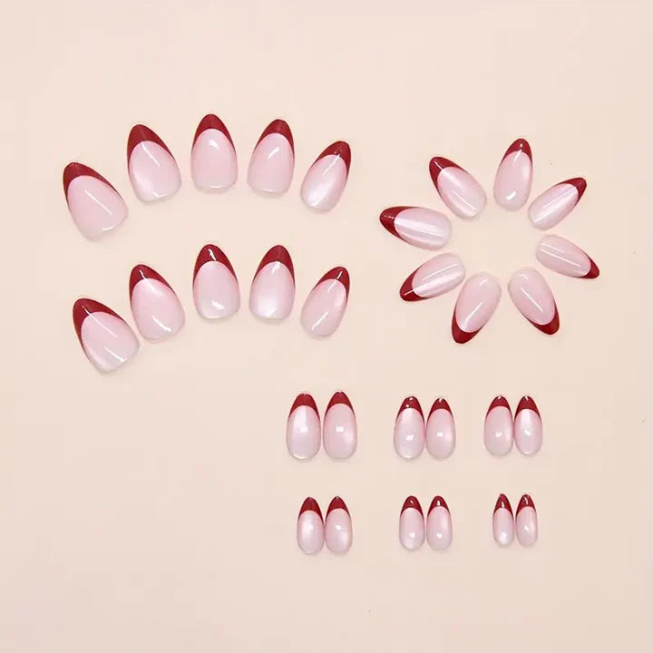 Aurellia | Almond French-Style Cat-Eye Rosy Press-on Nails