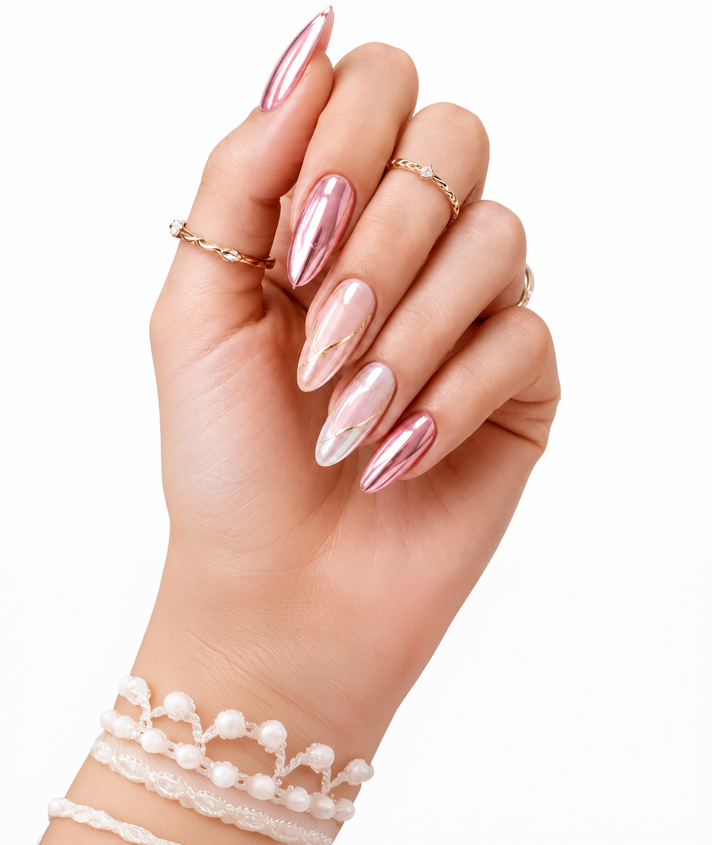 Chromatic French Nails | Coffin Long Length Press On Nails |